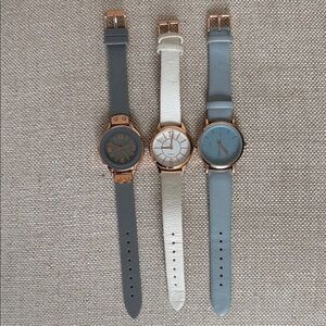 Vintage Rose Gold Watches with Gray and White Leather Straps